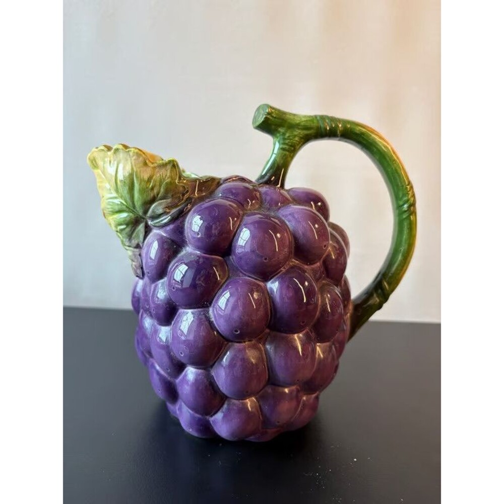 Purple Grape Cluster Ceramic Pitcher Figural Vintage